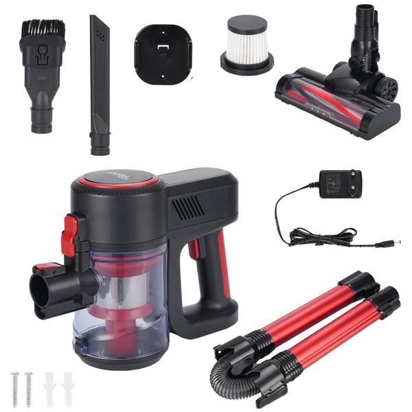 Akku-Handstaubsauger & Bodensauger 2in1 mit Elektrobürste: 18 kPa Saugkraft, beutellos, 2 Modi – Schmutz & Staub einfach verschwinden lassen