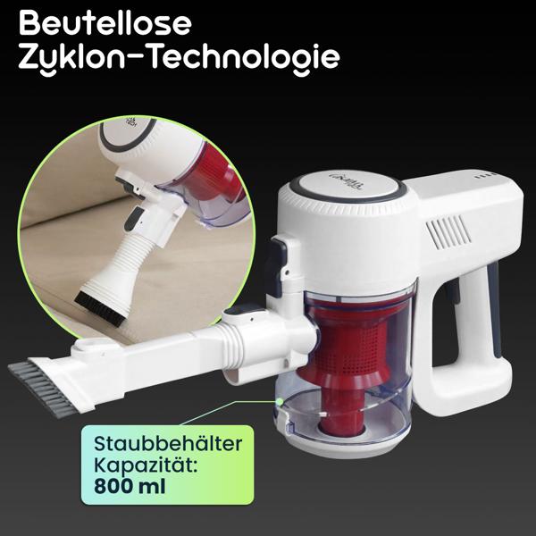 Leistungsstarker 2in1 Zyklon Staubsauger 500W (15kPa): Hand- & Bodensauger mit HEPA-Filter. 800ml Behälter, 7m Kabel - Für Allergiker & Reinigung