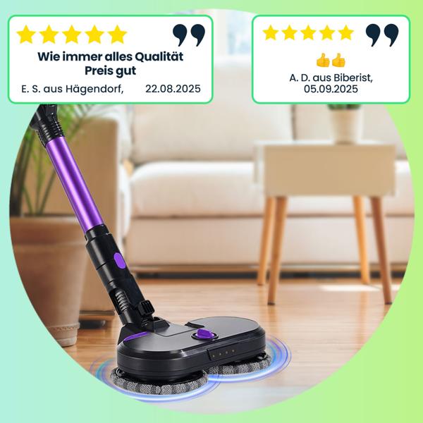 Multifunktionaler 2in1 Akku Staubsauger - Zyklon-Hand- & Bodensauger mit Wischaufsatz, 23 kPa, HEPA-Filter, Alleskönner für makellose Böden