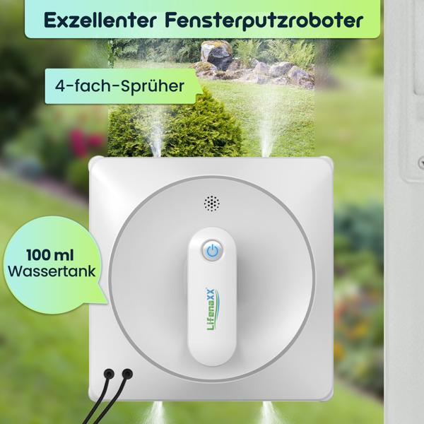 Fensterputz-Roboter mit 4-fach-Sprüher & Fernbedienung – Automatischer Fensterreiniger, bürstenloser Motor & 4500 Pa Saugleistung