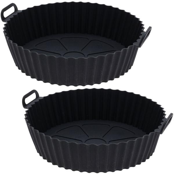 lot de 2 garnitures en silicone pour friteuse à air chaud, 20,5 x 22,5 cm, noir