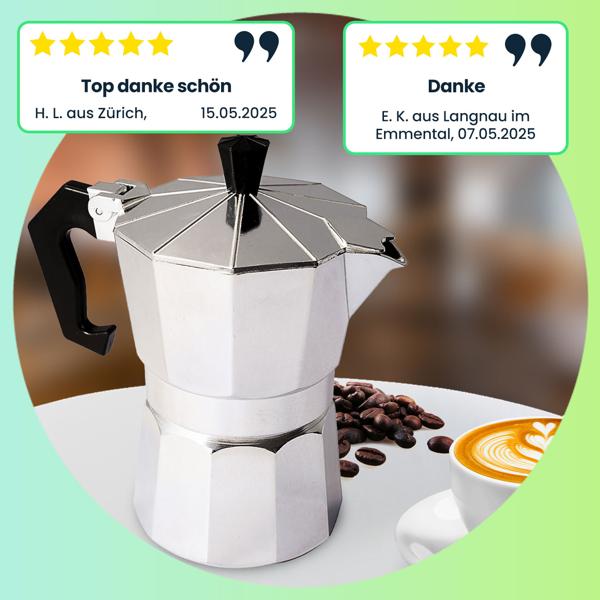 Klassischer Espressokocher aus Aluminium, 150 ml für 3 Tassen - Traditioneller Kaffeegenuss, für aromatischen Espresso wie vom Barista
