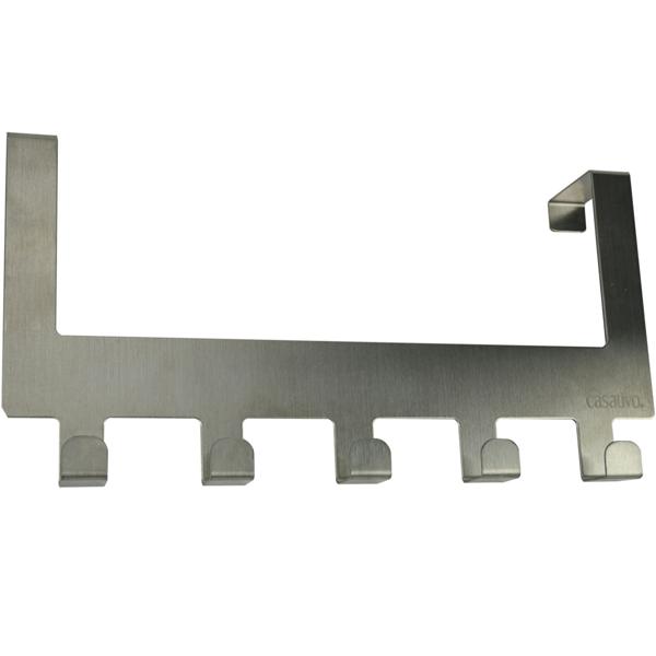 set di 2 robusti appendiabiti da porta in acciaio inox con 5 ganci per cappotti ciascuno, per riporre giacche, cappotti, asciugamani e molto altro.
