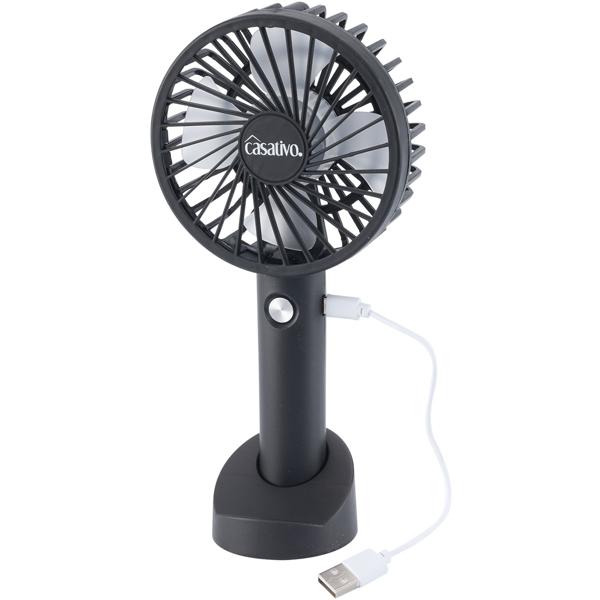 2er-Set Flexibler 2in1 Hand- & Tischventilator (schwarz): Akku- & USB-Betrieb, 3 Stufen für optimale Kühlung, tragbar für Büro, Reise & Zuhause