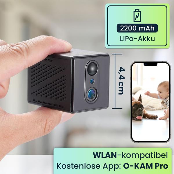 Mobile WLAN Mini Überwachungskamera 2304 x 1296: Mit App-Fernzugriff – Ein smartes Sicherheitssystem für Zuhause, Büro & Reisen