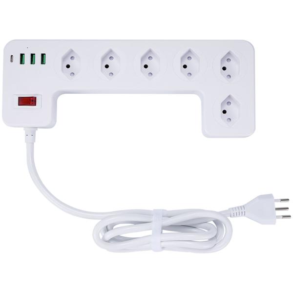 6-fach Steckdosenleiste mit genialer Kabelbox schwarz (CH) PLUS 3x USB-A, USB-C, 15W – Optimal für ordentliches Laden & sichere Stromversorgung