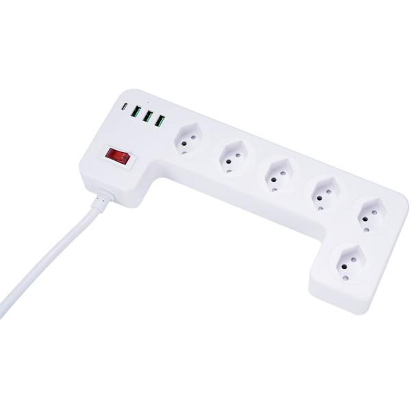 6-fach Steckdosenleiste mit genialer Kabelbox schwarz (CH) PLUS 3x USB-A, USB-C, 15W – Optimal für ordentliches Laden & sichere Stromversorgung