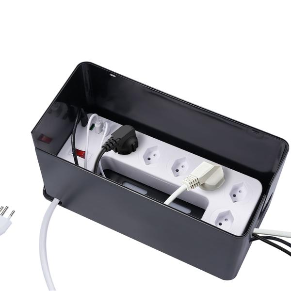 6-fach Steckdosenleiste mit genialer Kabelbox schwarz (CH) PLUS 3x USB-A, USB-C, 15W – Optimal für ordentliches Laden & sichere Stromversorgung