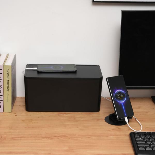 6-fach Steckdosenleiste mit genialer Kabelbox schwarz (CH) PLUS 3x USB-A, USB-C, 15W – Optimal für ordentliches Laden & sichere Stromversorgung