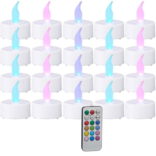 Farbenfrohes 20er LED-Teelicht-Set mit Fernbedienung: 4/8h Timer, Ø4cm, inkl. Batterien, für gemütliche Abende und geniale Dekorationen