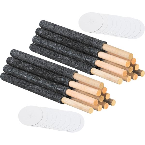 90min Wachsfackeln im 20er Pack, mit sicherem Handschutz: Holzgriff, schwarz, für Lagerfeuer-Atmosphäre & Outdoor-Events