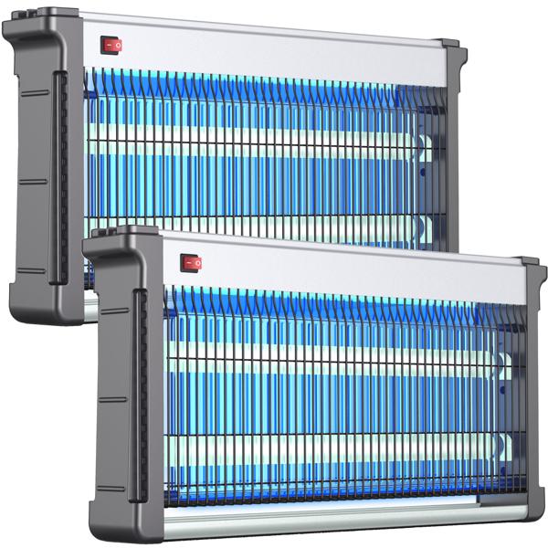 set de 2 désinsectiseurs UV professionnels (30W, jusqu‘à 80m²) - Destructeur de mouches fiable pour la gastronomie, la terrasse & la maison, non toxique, économie d‘énergie