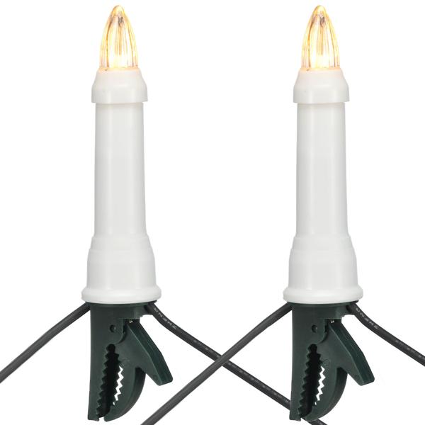 2 Guirlandes Lumineuses Bougies LED - Intérieur/Extérieur - 30 Bougies Blanches - Lumière Blanc Chaud - 11,6 m - Pinces Crocodile
