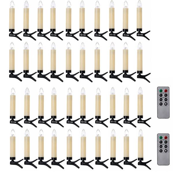 40 candele LED wireless per albero di Natale con telecomando, timer, bianche