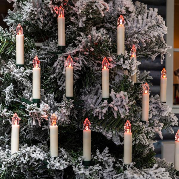 15 Bougies LED sans fil pour arbre de Noël - Multicolores - Télécommande - Minuterie 6h - Fixation clips - Intérieur/Extérieur