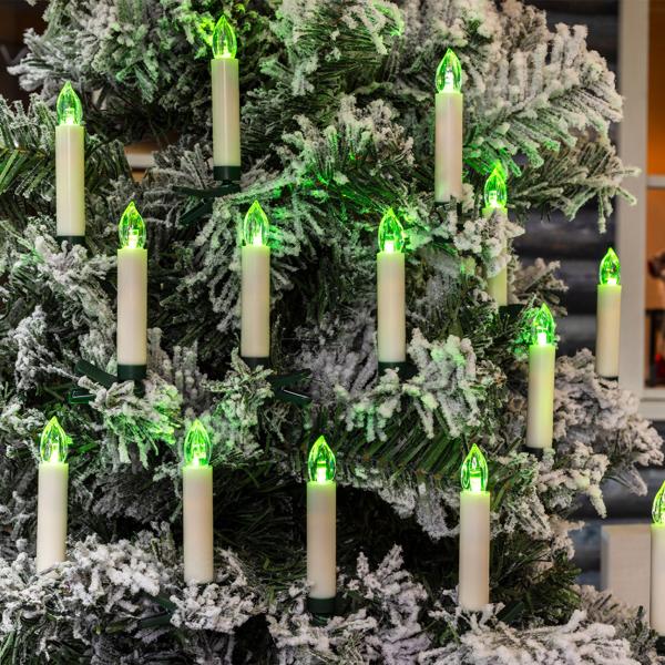 15 Bougies LED sans fil pour arbre de Noël - Multicolores - Télécommande - Minuterie 6h - Fixation clips - Intérieur/Extérieur