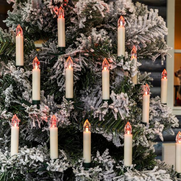 15 Bougies LED sans fil pour arbre de Noël - Multicolores - Télécommande - Minuterie 6h - Fixation clips - Intérieur/Extérieur