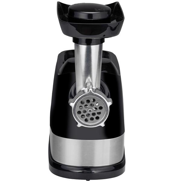 Potente tritacarne elettrico, 600 W, cromo nero, acciaio inox e alluminio, 3 dischi forati, riempimento per salsicce, qualità premium