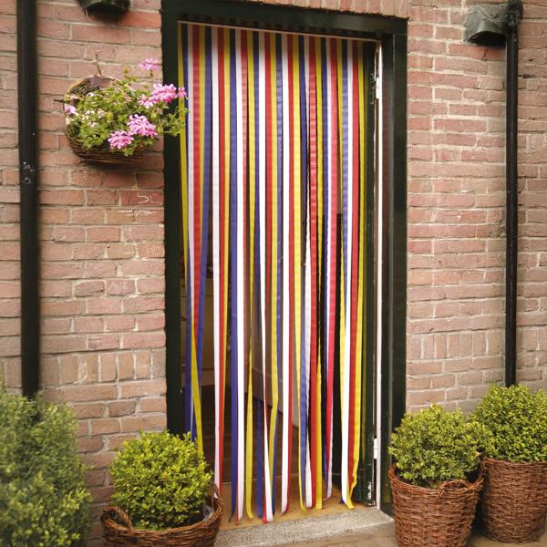 set di 2 tende a strisce con zanzariera, colorate, circa 210 x 90 cm