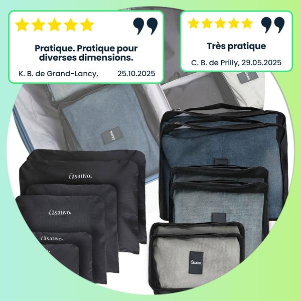 6 organisateurs de valises, sacs à dos et sacs de voyage – pochettes de rangement compactes et légères