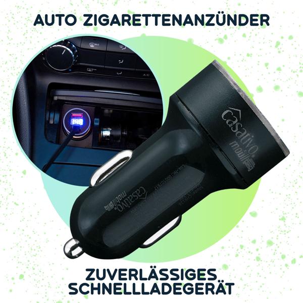 Dual Kfz-USB-Ladegerät 38W (USB-C PD & USB-A QC) – Schnellladestecker für Zigarettenanzünder mit digitaler Spannungsanzeige
