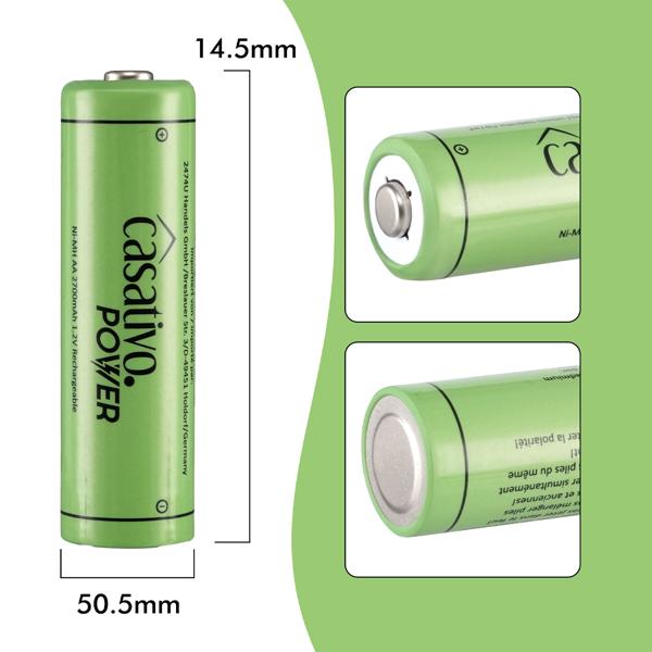 4er NiMH AA Akkus 2700 mAh mit Case - Premium Leistung für alle Geräte - bis zu 1000-mal wiederaufladbar - 1.2V Mignon Akkus ohne Memory-Effekt