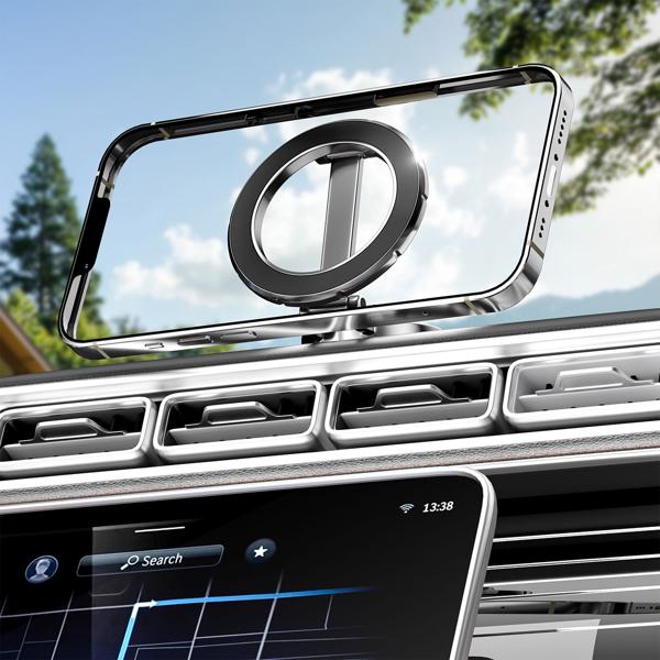 Elegante Auto Smartphone-Halterung MagSafe komp., silber, 360° drehbar, einfache Montage, sichere KFZ-Handy-Magnethalterung für iPhone 16,15,14,13,12