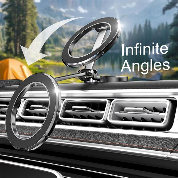 Elegante Auto Smartphone-Halterung MagSafe komp., silber, 360° drehbar, einfache Montage, sichere KFZ-Handy-Magnethalterung für iPhone 16,15,14,13,12