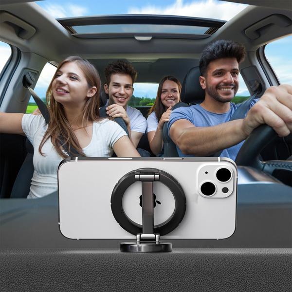 Elegante Auto Smartphone-Halterung MagSafe komp., silber, 360° drehbar, einfache Montage, sichere KFZ-Handy-Magnethalterung für iPhone 16,15,14,13,12