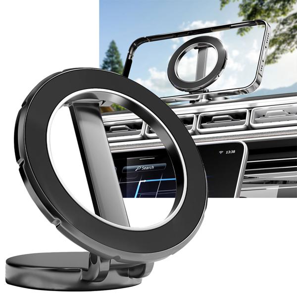 3 supports de smartphone pour voiture compatibles MagSafe, argentés, pivotants à 360° – installation facile, supports magnétiques sûrs pour iPhone 16, 15, 14, 13, 12