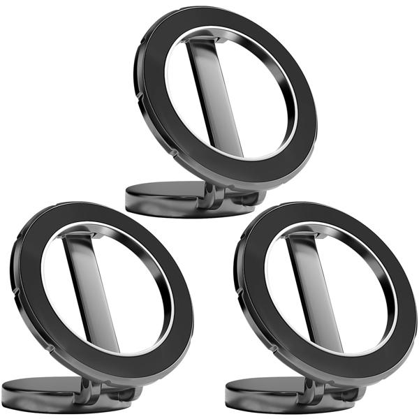 3 supports de smartphone pour voiture compatibles MagSafe, argentés, pivotants à 360° – installation facile, supports magnétiques sûrs pour iPhone 16, 15, 14, 13, 12