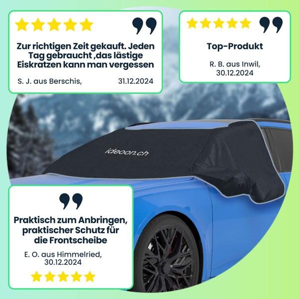 2er-Set Autoscheibenabdeckung mit Seitenscheibenschutz - Magnet-Befestigung 270x94cm - Windschutzscheibe, Spiegel, Schloss - Nie wieder Kratzen