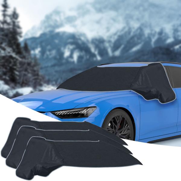 3 Bâches Pare-Brise Magnétiques Anti-Givre Hiver/Été - Protection Vitres Latérales Rétroviseurs Serrures - Textile PP 270x94 cm Universel 12 Aimants