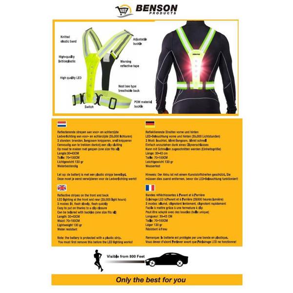 2er-Set Hochsichtbare Sicherheitsweste in Neongelb, 3 Leuchtmodi, wasserfest & verstellbar – Gürtelweste ideal für Jogger, Radfahrer & Outdoor-Sport bei Dunkelheit