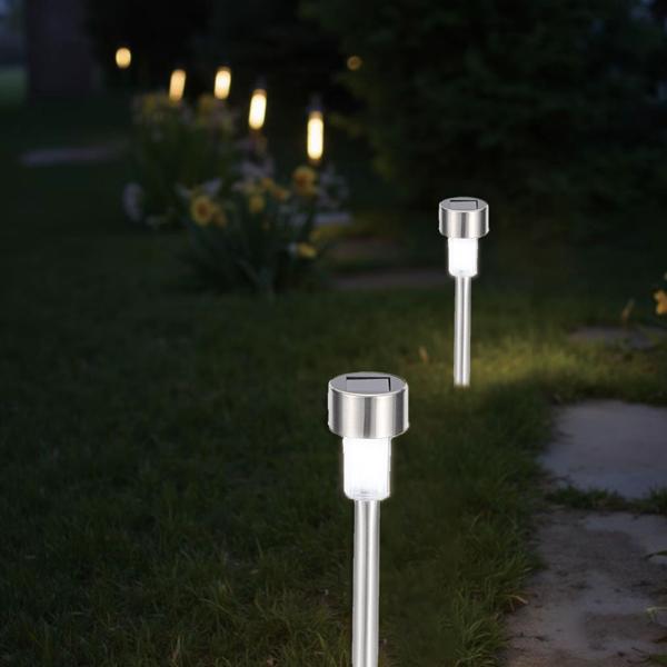 6 mini-lampes d’extérieur – balises solaires avec capteur crépusculaire et piquet – résistantes aux intempéries – éclairage automatique et élégant pour des allées sûres