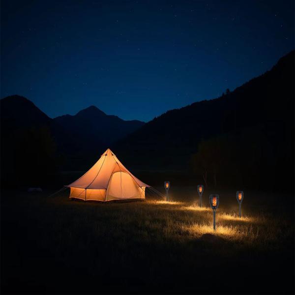 2er-Set LED-Solar-Gartenfackeln mit Flammen-Effekt (H 78cm): Akku, realistisch & wetterfest - Fur romantisches Ambiente im Garten & Balkon