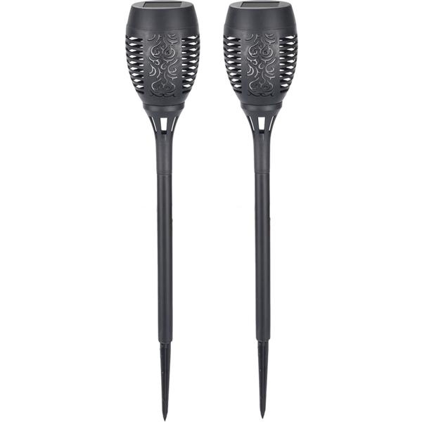 2er-Set LED-Solar-Gartenfackeln mit Flammen-Effekt (H 78cm): Akku, realistisch & wetterfest - Fur romantisches Ambiente im Garten & Balkon
