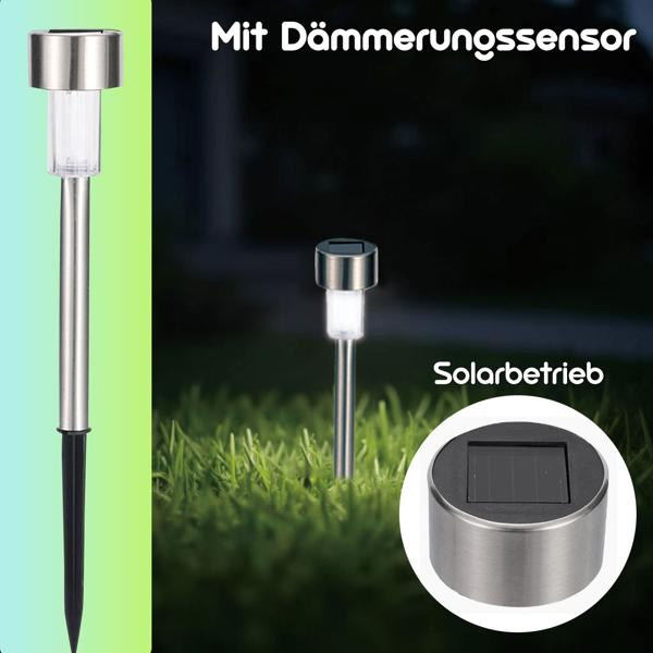 24er-Set Mini-Solar-Wegeleuchten - Dämmerungssensor & Erdspiess - Für Gartenwege, Treppen, Beete - Kabellose LED-Solarleuchten bis 8h