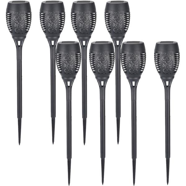 8er-Set LED-Solar-Gartenfackeln mit Flammen-Effekt (H 78cm): Akku, realistisch & wetterfest - Fur romantisches Ambiente im Garten & Balkon