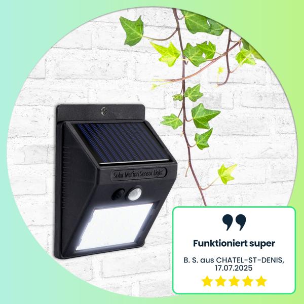 2er-Set Kompakte Solar-LED-Wandleuchte mit Bewegungsmelder (20 SMD-LEDs): Helles Licht für sichere Wege & Eingänge – Energiesparend & kabellos