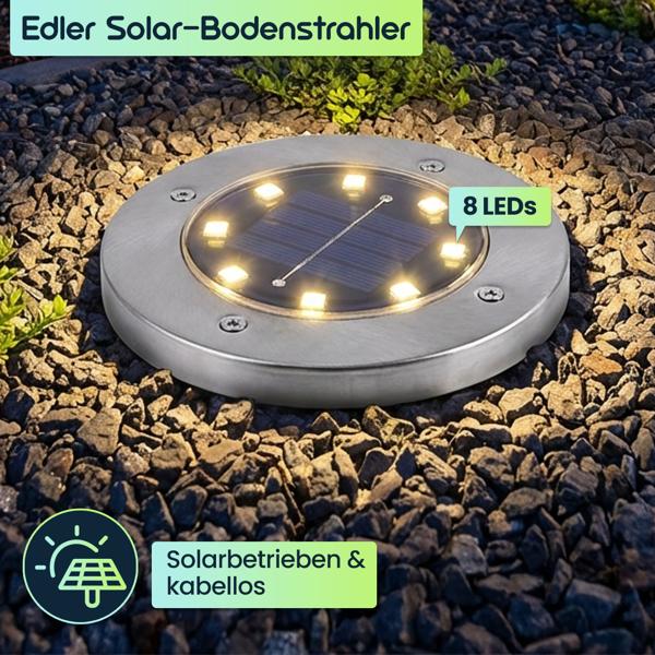 Edles 2er-Set Solar-Bodenstrahler 200lm IP44 mit Erdspiess: Helle Aussenleuchte für Garten & Weg – Schaffen Sie Sicherheit & Lichtakzente