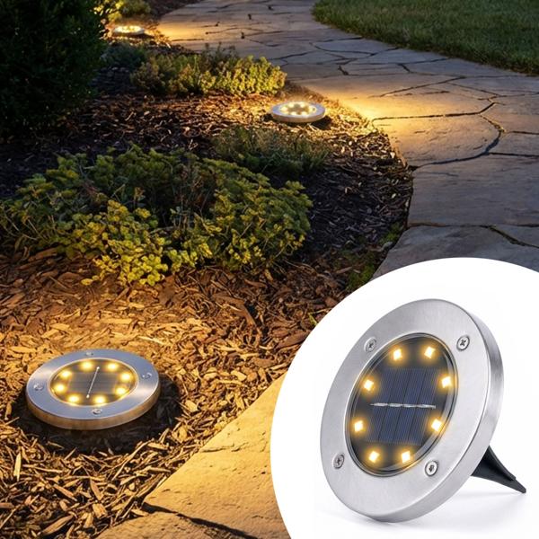 Edles 8er-Set Solar-Bodenstrahler 200lm IP44 mit Erdspiess: Helle Aussenleuchte für Garten & Weg – Schaffen Sie Sicherheit & Lichtakzente