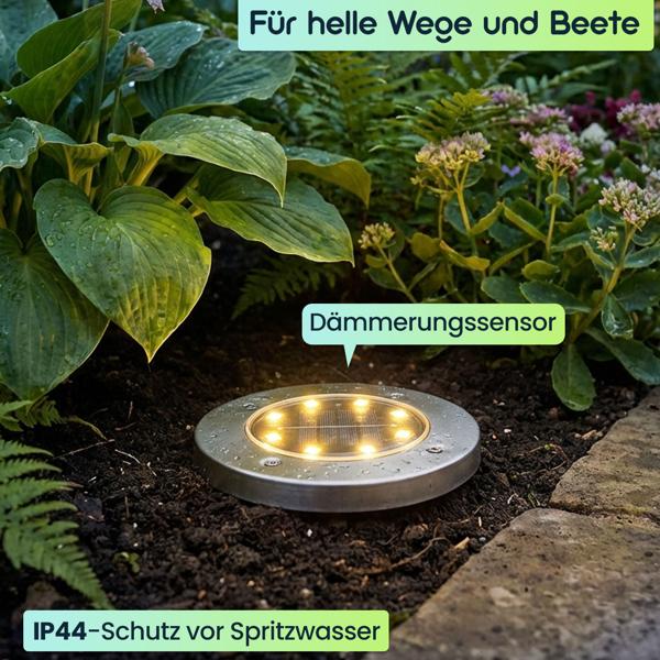 Edles 16er-Set Solar-Bodenstrahler 200lm IP44 mit Erdspiess: Helle Aussenleuchte für Garten & Weg – Schaffen Sie Sicherheit & Lichtakzente