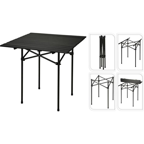 Camping-Set - kompakter Campingtisch rollbarer Tischplatte, schwarz, 70x70x69cm - Campingstuhl klappbar, belastbar 110kg, inkl. Tasche