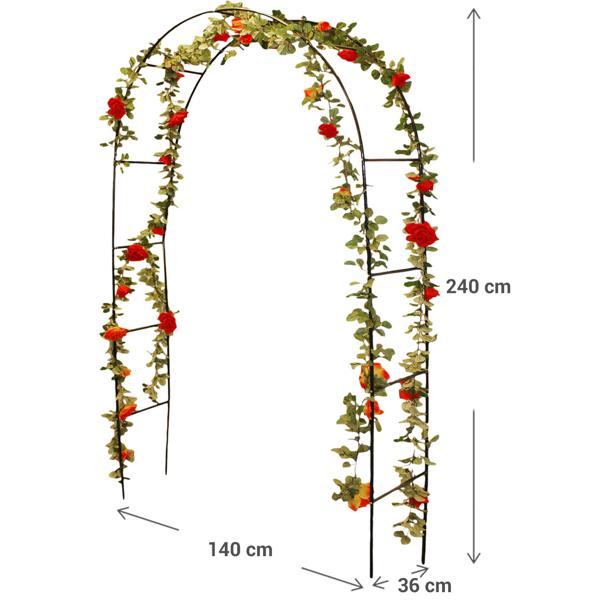 Majestätischer Rosenbogen aus Metall: 140x240cm, dunkelgrün - stabiles Rankgestell für üppige Rosenpracht und Kletterpflanzen