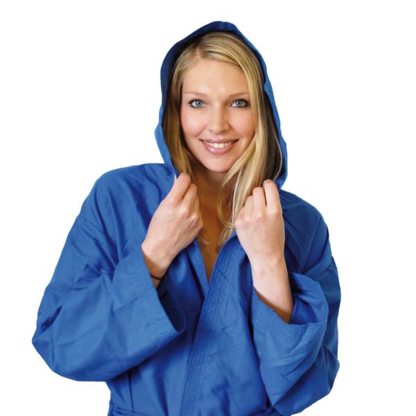 Mikrofaser-Bademantel XXL - extrem leicht & klein, schnelltrocknend - ideal für Sport, Reise, Sauna - 80% Polyester, 20% Polyamid, blau, 500g
