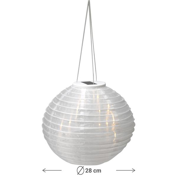 Solar LED Lampion mit Dämmerungssensor, weiss, Ø 28 cm: Automatische Gartenleuchte, dekorativ & einfach aufzuhängen
