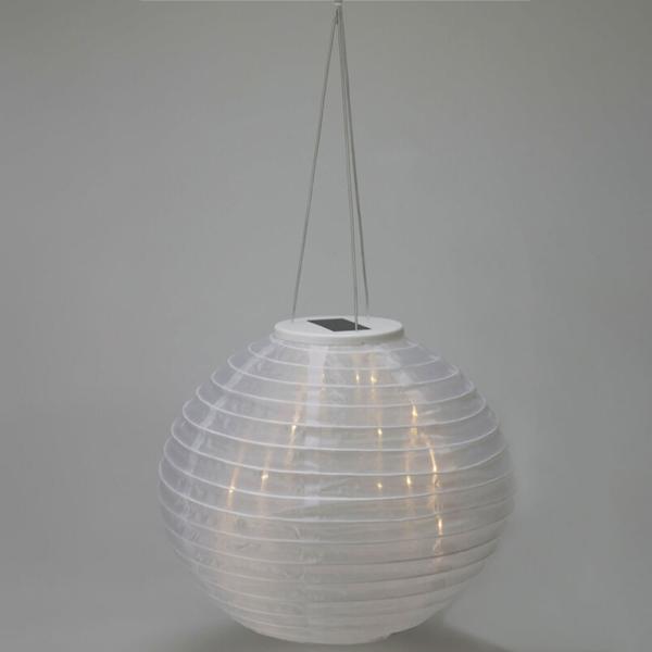 Solar LED Lampion mit Dämmerungssensor, weiss, Ø 28 cm: Automatische Gartenleuchte, dekorativ & einfach aufzuhängen