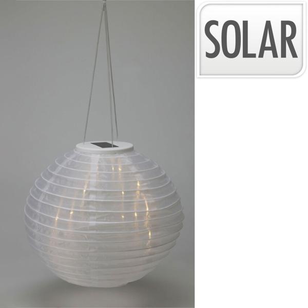 Solar LED Lampion mit Dämmerungssensor, weiss, Ø 28 cm: Automatische Gartenleuchte, dekorativ & einfach aufzuhängen