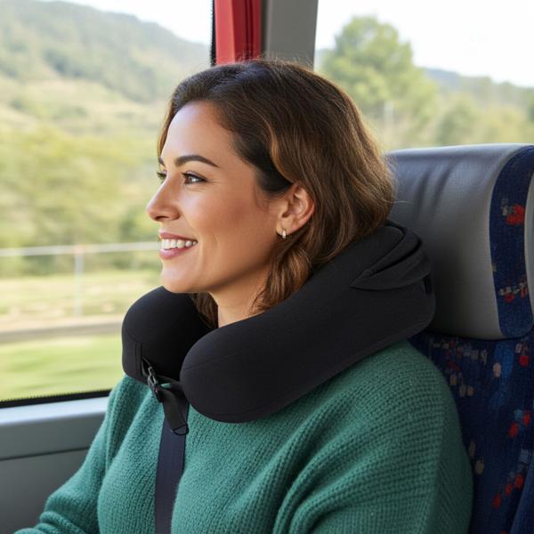 Innovatives Memory Schaum Nackenkissen mit Haube, schwarz – Waschbarer Bezug, ergonomisch – Für maximalen Komfort & erholsamen Schlaf